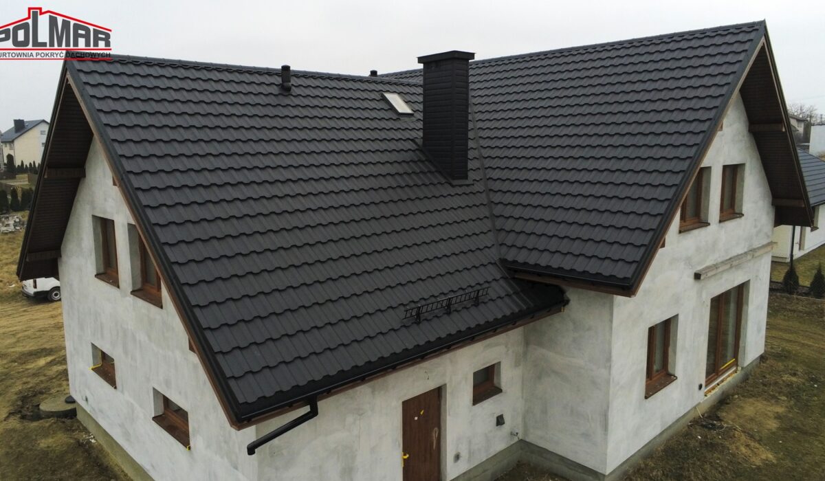 Polmar Dachy Realizacja Blachodachówki Blachotrapez Germania Ice Crystal